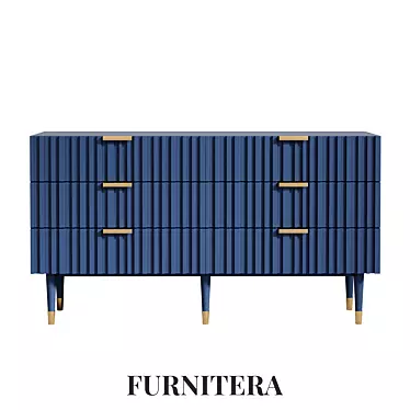 Severin Six-Drawer Chest: MDF and Beech Wood, Dark Blue 3D model image 1 