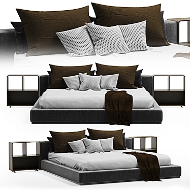 Groundpiece Fabric Double Bed 3D model image 1 