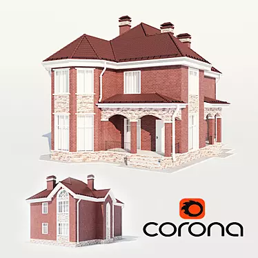 Modern Two-Story Cottage with Terrace 3D model image 1 