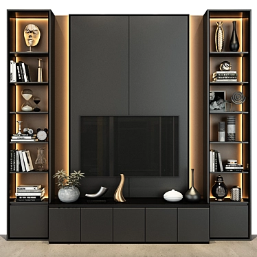 Sleek TV Wall Unit: Modern & Stylish 3D model image 1 