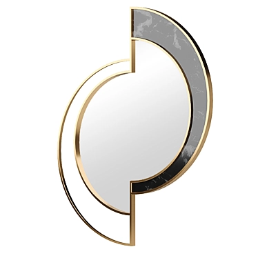 Brass Frame Mirror with Apika Marble 3D model image 1 
