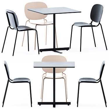 Modern Square Table People Set 3D model image 1 