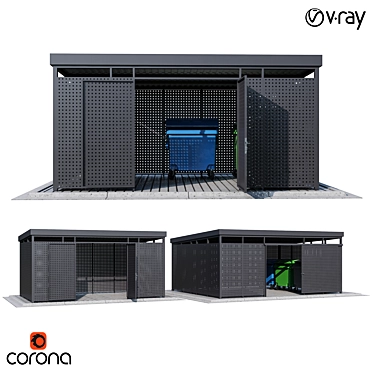 Modular Trash Container Canopy Set 3D model image 1 