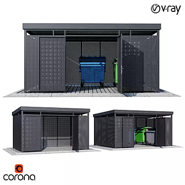 Modular Perforated Trash Canopy Set 3D model image 1 