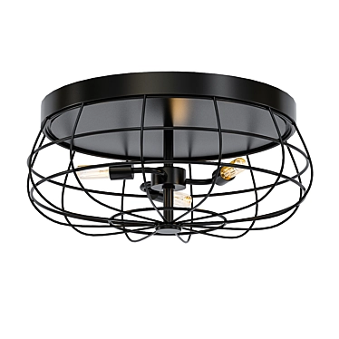 Bronze Industrial Cage Ceiling Light 3D model image 1 