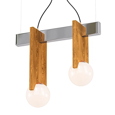 Elegant Wooden Pendant Light 3D model image 1 