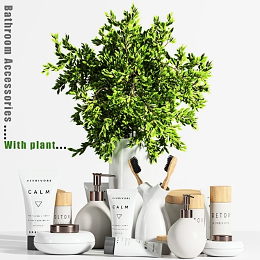 Green Oasis: Bathroom Bliss with Plant 3D model image 1 