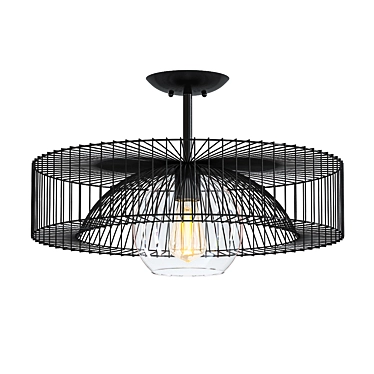 Wire Wheel Flush Ceiling Light 3D model image 1 