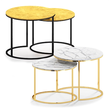 Elegant Marbled Nesting Tables 3D model image 1 