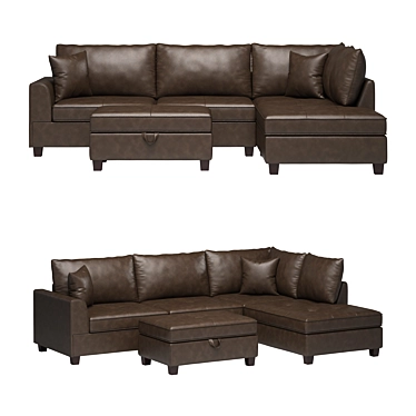 Luxury Sofa & Ottoman Set 3D model image 1 