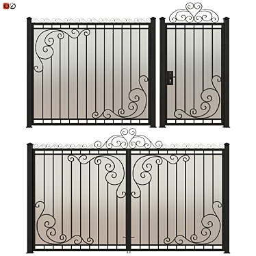 Elegant Forged Railing Set 3D model image 1 