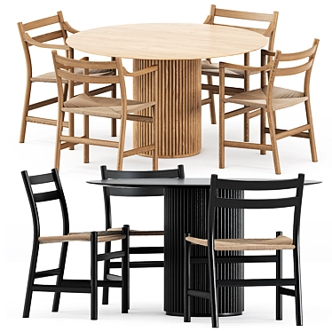 Scandinavian Elegance: CH46 & CH47 Chairs + Palais Royal Table 3D model image 1 