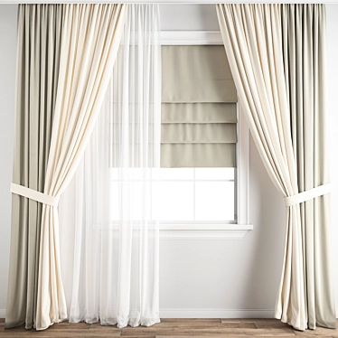 Elegant Polygonal Curtain 3D model image 1 