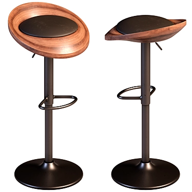 Modern Black Walnut Bar Chair 3D model image 1 