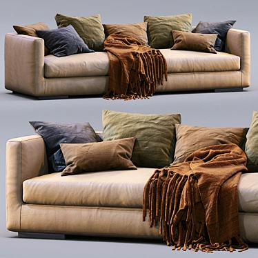 Premium Flexform Magnum Leather Sofa 3D model image 1 