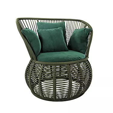 Brazilian Boho Rattan Armchair 3D model image 1 