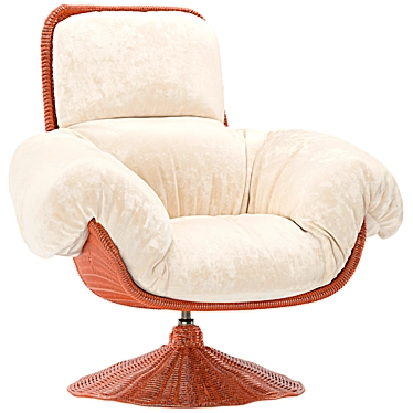 Rotating Rattan Chair with Cushion 3D model image 1 