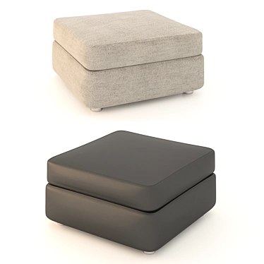 Versatile Pouf Sofa: Fabric meets Leather 3D model image 1 
