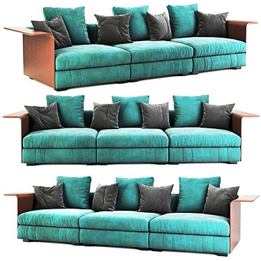 Luxe Leather Modular Sofa Armrest 3D model image 1 
