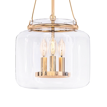 Hand Blown Glass Lantern Pendant 3D model image 1 