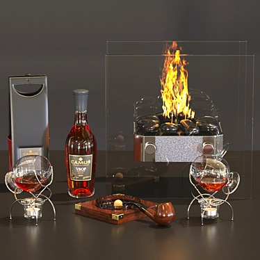 Elegant Cognac Table Fireplace 3D model image 1 