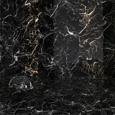 Sleek Black Marble Mural 3D model image 1 