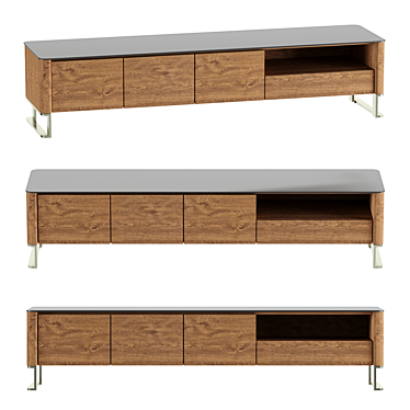 Elegant 2m Walnut TV Stand 3D model image 1 