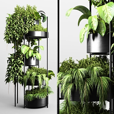 Metal Vase Plant Stand: Stylish Indoor Plant Holder 3D model image 1 