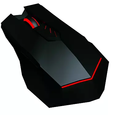Black Gaming Mouse with Red Backlight 3D model image 1 