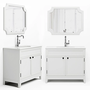 Elegant Compact Downton Bathroom Cabinet 3D model image 1 