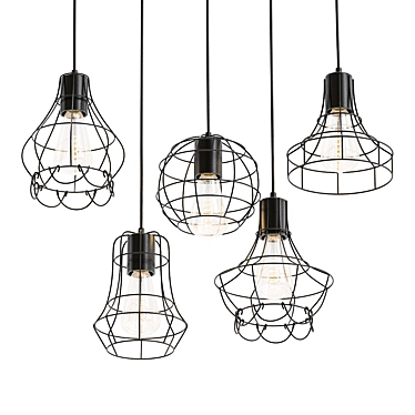 Vintage Wire Cage Pendant Light 3D model image 1 