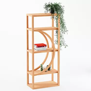 Geometric Ash Wood Bookshelf 3D model image 1 