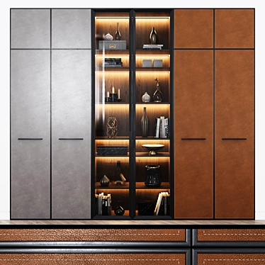 Modern Leather Wardrobe 3D model image 1 