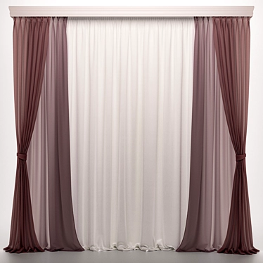 Ethereal Dusty Rose Curtains 3D model image 1 