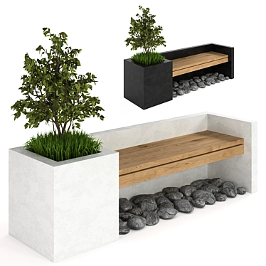 Urban Oasis Bench: Contemporary Furniture with Plant Accents 3D model image 1 