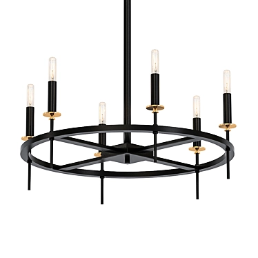 Elegant 6-Light Wagon Wheel Chandelier 3D model image 1 