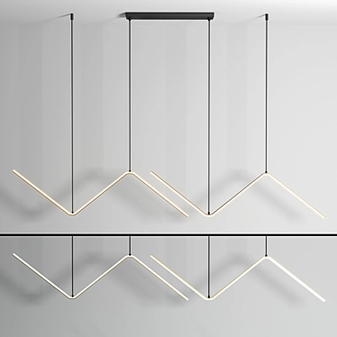 Minimalist Zigzag Pendant Light | LED Ceiling Fixture 3D model image 1 