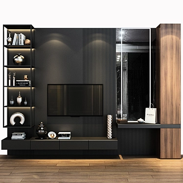 Modern TV Shelf - Space-Saving Design 3D model image 1 