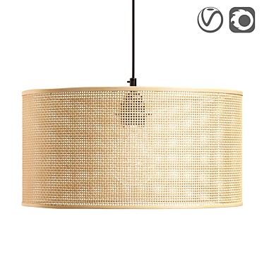 Natural Wicker Rattan Lampshade 3D model image 1 