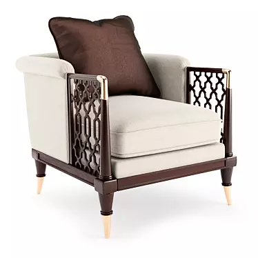 Modern Brown Wood Armchair 3D model image 1 