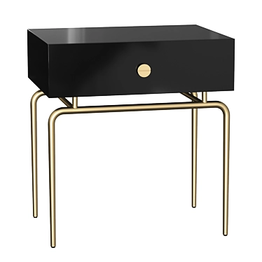 Elegant Bedside Table in Black Lacquer 3D model image 1 