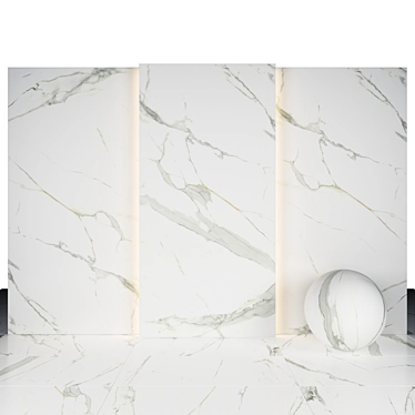 White Royal Marble: Elegant Glossy Slabs & Tiles 3D model image 1 