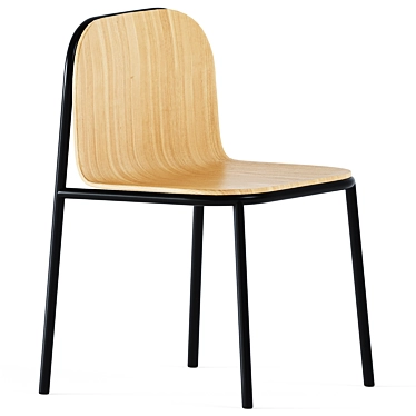 Annud Wooden Shell Chair: Sleek and Stylish 3D model image 1 