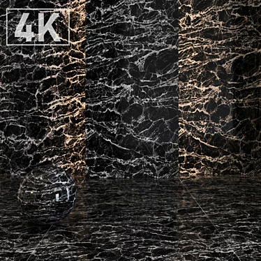 Elegant Black Marble Wallpaper 3D model image 1 