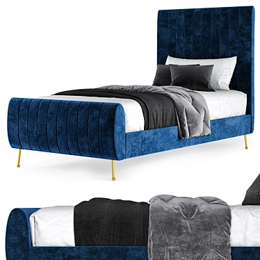Luxury Zara Velvet Twin Bed 3D model image 1 