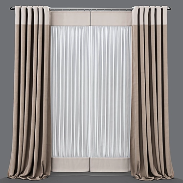 Customizable Curtain with Three Color Transitions 3D model image 1 