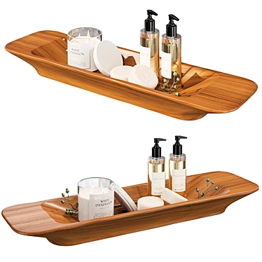 Teak Wood Tray: Stylish and Functional 3D model image 1 