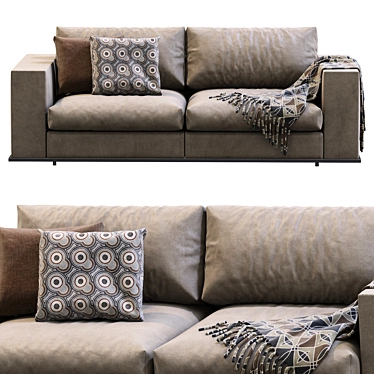 Elegant Hamilton Leather Sofa 3D model image 1 