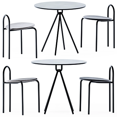 Cafe Vibes Set: Piper Table & Michelle Stool 3D model image 1 