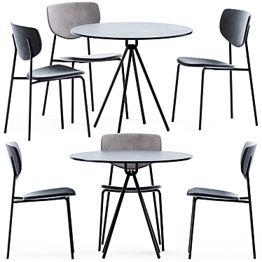 Piper Cafe Set: Circle Table & Caristo Chair 3D model image 1 